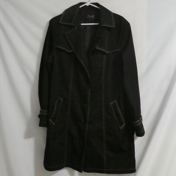 Limited Edition - FENNELLI | size 14 | Long Black Lightweight Trench Coat - Picture 1 of 16